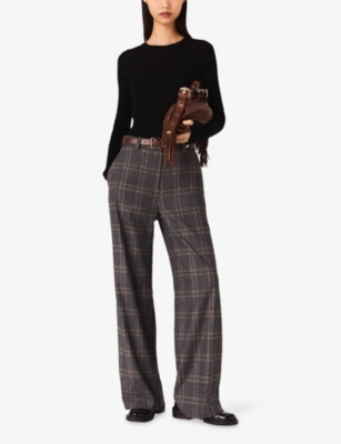 MAJE: Ribbed Long-Sleeve Silk-Wool Blend Knitted Jumper