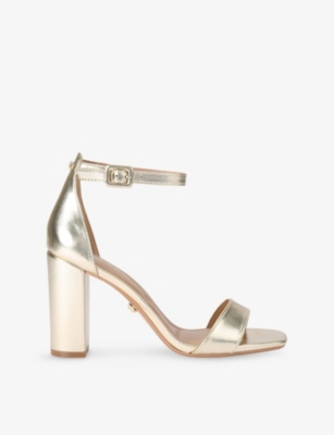 Carvela Womens Gold Regatta Faux-leather Heeled Sandals Eur 37 / 4 Uk