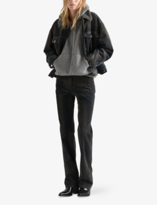 Prada Womens Black Straight-leg Branded-patch Corduroy Trousers In Black