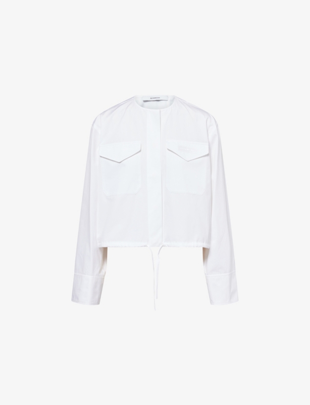 Cropped Pockets Cotton-Poplin Shirt