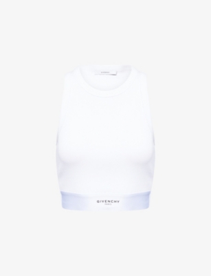GIVENCHY: Branded-Underband Cropped Stretch-Cotton Tank Top