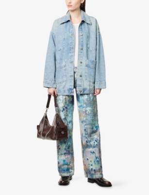Free People Womens Got The Blues Avery Denim Jacket In Blue