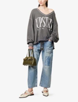Free People Womens Truest Blue Moxie Low-slung Denim Jeans In Blue