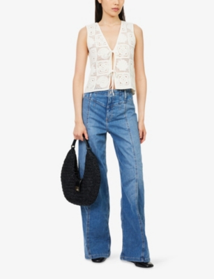 Free People Womens Goodie Goodie Libre Wide-leg Denim Jeans In Blue
