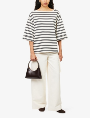 FREE PEOPLE: Striped Oversized Cotton-Jersey T-Shirt
