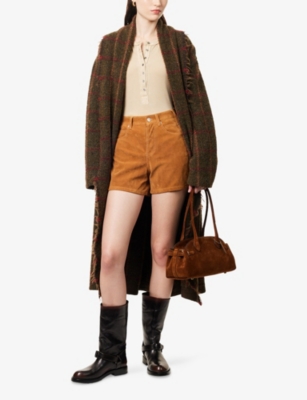 Free People Womens Dark Honey Tippi Vegan Suede Shorts In Gold