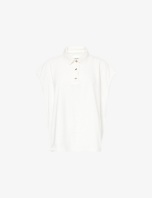 Free People Womens Ivory Keep On Sleeveless Cotton-jersey Polo Shirt In White