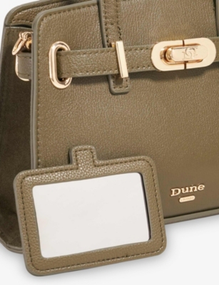 Dune Womens Dark Green Leather Dinkydefine Mini Belted Leather Tot In Green