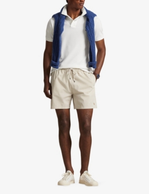 Polo Ralph Lauren Mens Traveler Mid Swim Shorts Coastal Beige Seersucker In Neutral