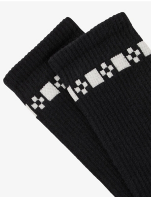 SANDRO: Embroidered-Trim Ribbed Stretch-Cotton Socks