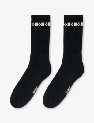 SANDRO: Embroidered-Trim Ribbed Stretch-Cotton Socks