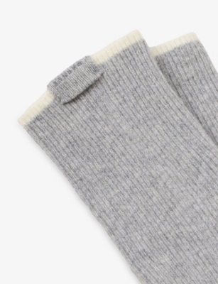 Sandro Womens Grey Two-tone Knee-high Wool And Cashmere-blend Socks In Gray