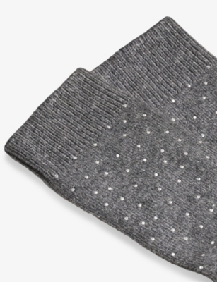 Sandro Womens Charcoal Grey Rhinestone Wool And Cashmere-blend Socks In Gray
