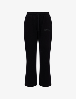 Adanola Womens Black Varsity Straight-leg Cotton-blend Jogging Bottoms Xs