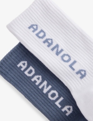 Adanola Womens Slate Blue Branded 2-pack Cotton-blend Socks In Multi