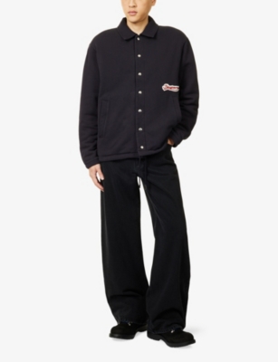 Jacquemus Mens Varsity Patch Navy The Gio Cotton Overshirt In Purple