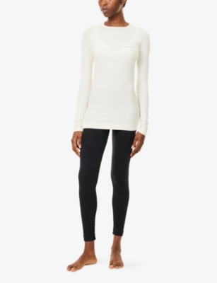 Falke Womens  Ergonomic Sport System Thermozone Long-sleeve Wool-tech Top In White