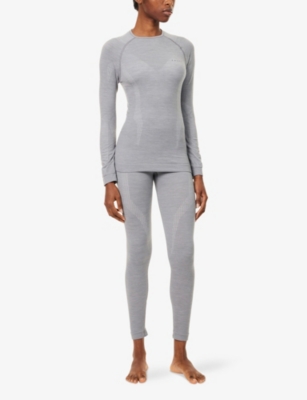 Falke Womens 3757 Grey Thermal Long-sleeve Wool-tech Top In Gray