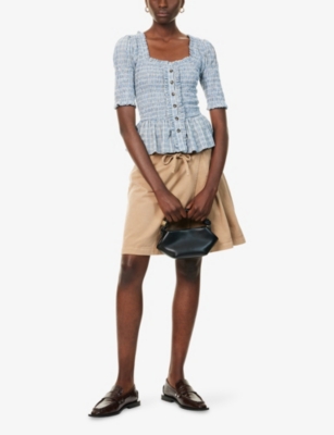 DAMSON MADDER: Mansi Shirred Cotton-Poplin Blouse