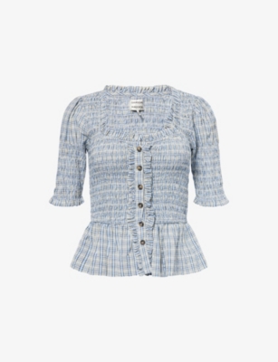 DAMSON MADDER: Mansi Shirred Cotton-Poplin Blouse