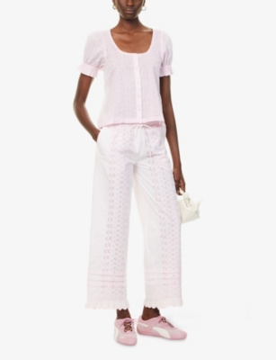 DAMSON MADDER: Lucinda Embroidered Cotton-Poplin Trousers