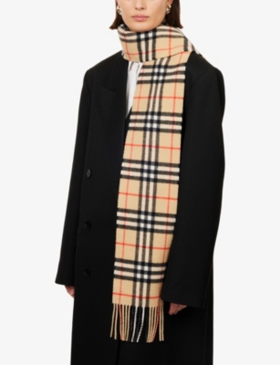 Burberry Womens Sand Check Cashmere Scarf In Sand