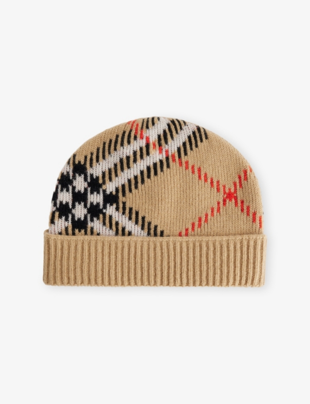 Check Cashmere Blend Beanie