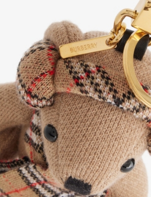 Burberry Checked Wool And Cashmere-blend And Gold-tone Bag Charm In Sand