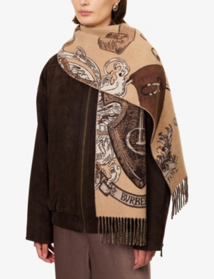 BURBERRY: Etched Knight Cashmere Scarf