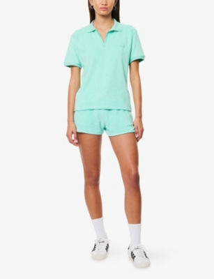 Hunza G Womens Mint Towelling Short-sleeves Cotton-jersey Polo Shirt In Green