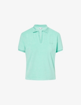 Hunza G Womens Mint Towelling Short-sleeves Cotton-jersey Polo Shirt In Green