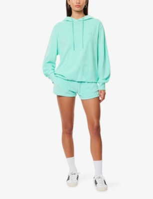 Hunza G Womens Mint Towelling Relaxed-fit Cotton-jersey Hoodie In Green