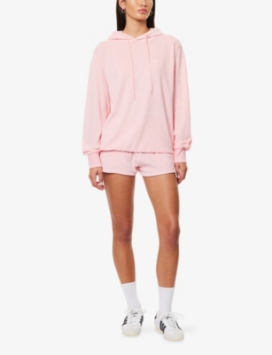 Hunza G Womens Pink Towelling Relaxed-fit Cotton-jersey Hoodie In Pink