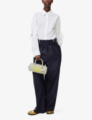 LOEWE: Belted Wide-Leg Wool-Silk Blend Trousers