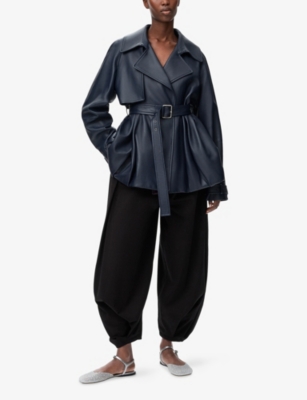 Loewe Womens Black Draped Wide-leg Cotton-silk Trousers In Black