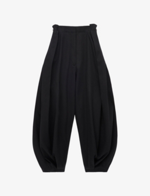 Loewe Womens Black Draped Wide-leg Cotton-silk Trousers In Black