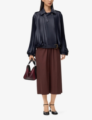 Loewe Womens Coffee Cropped Belted Cotton-silk Blend Trousers In Brown
