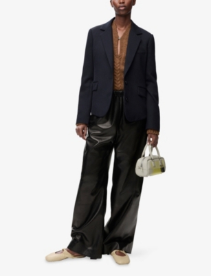 Loewe Womens Navy Blue Tailored Wool-blend Jacket In Blue
