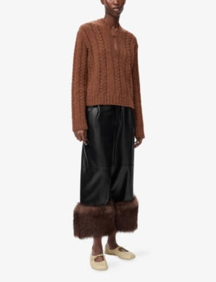 LOEWE: Keyhole Cable-Knit Wool Jumper