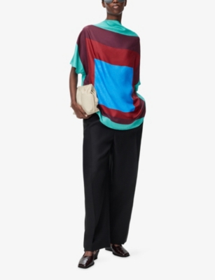 LOEWE: Colour-Block Silk Scarf Top