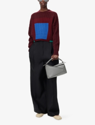 Loewe Wool Colour-block Layered-effect Sweater In Red