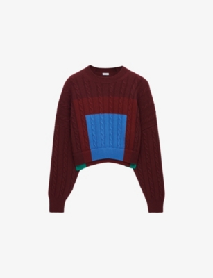 Loewe Wool Colour-block Layered-effect Sweater In Red
