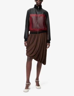 LOEWE: Colour-Block Cropped Leather Jacket
