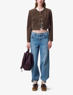 CLAUDIE PIERLOT: Boxy Round-Neck Stretch-Velvet Jacket