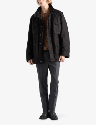 Prada Mens Black High-neck Cotton Down Jacket In Black