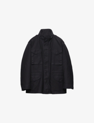 Prada Mens Black High-neck Cotton Down Jacket In Black