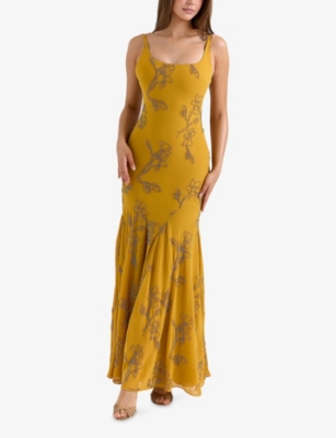 HOUSE OF CB: Rosalia Hand-Beaded Woven Maxi Dress