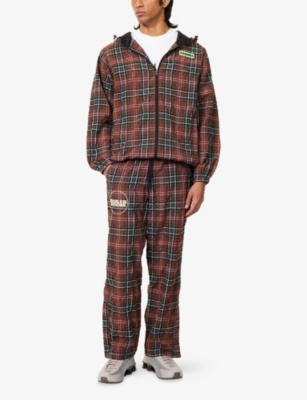 Pleasures X Boiler Room Mens  Practice Check-print Cotton-blend Jogging Bottoms Brown In Brown