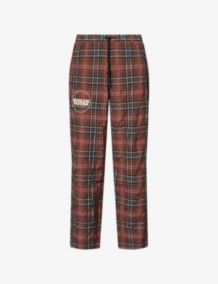 Pleasures X Boiler Room Mens  Practice Check-print Cotton-blend Jogging Bottoms Brown In Brown