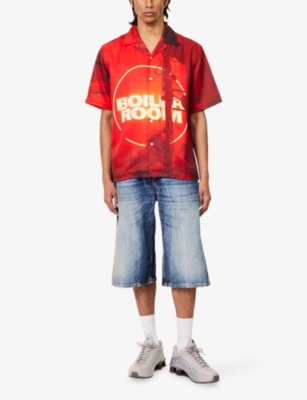 Pleasures X Boiler Room Mens  Venue Short-sleeve Satin Shirt Red In Red